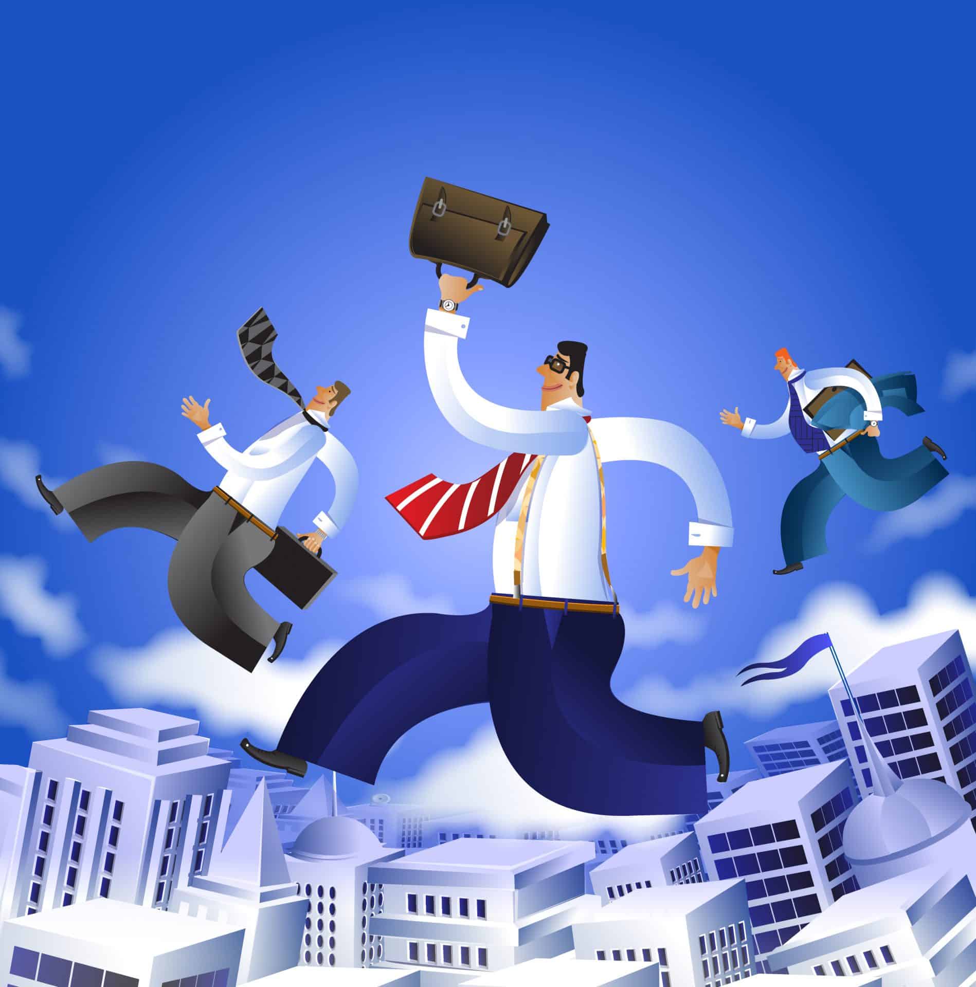 Ilustração de três homens executivos