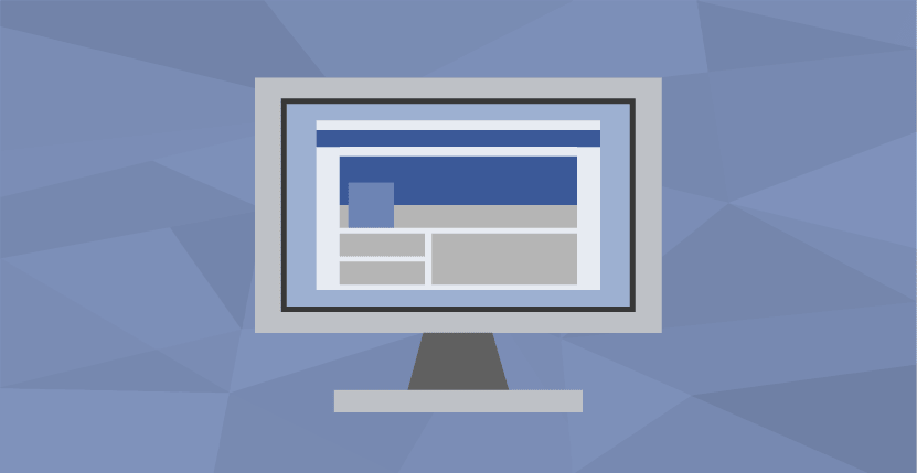 Ilustração de site na tela de um computador