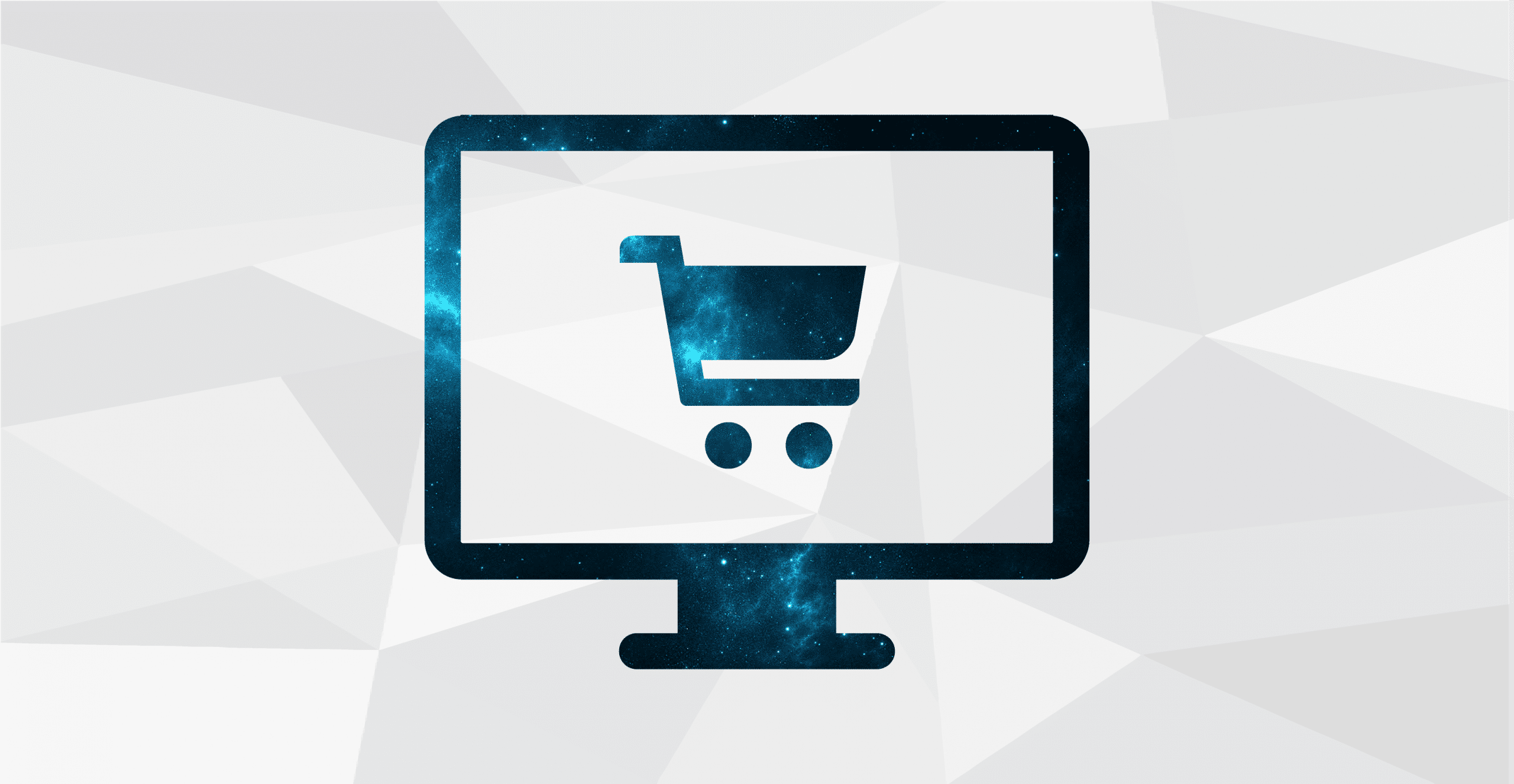 Ilustração de um carrinho de compras na tela de um computador