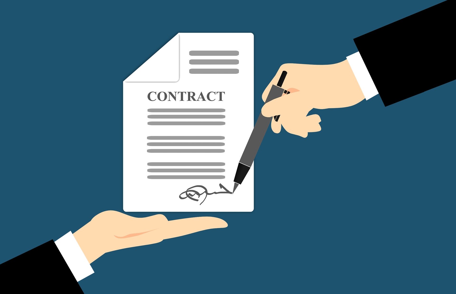 Ilustração de pessoa assinando um contrato
