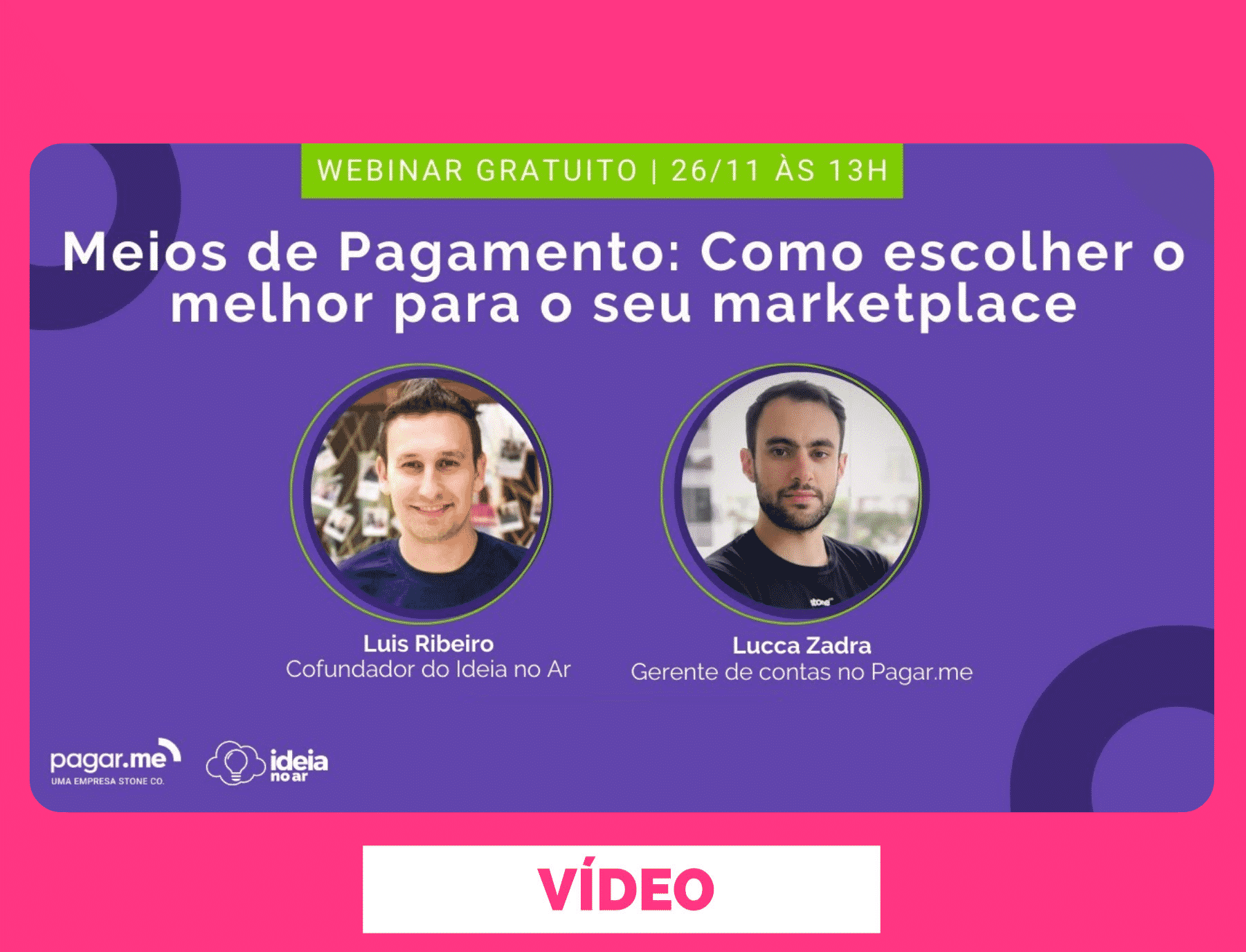 Webinar gratuito sobre meios de pagamento para marketplace
